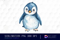 Cute Penguin Watercolor Clipart Product Image 1