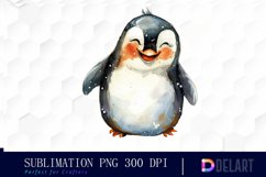 Cute Penguin Watercolor Clipart Product Image 1