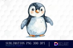 Cute Penguin Watercolor Clipart Product Image 1