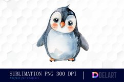 Cute Penguin Watercolor Clipart Product Image 1