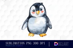 Cute Penguin Watercolor Clipart Product Image 1