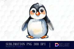 Cute Penguin Watercolor Clipart Product Image 1