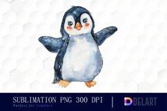 Cute Penguin Watercolor Clipart Product Image 1