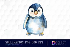 Cute Penguin Watercolor Clipart Product Image 1