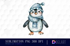 Cute Penguin Watercolor Clipart Product Image 1
