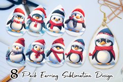 Cute Penguin Watercolor Texture Earring teardrop sublimation Product Image 1