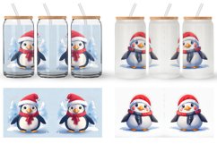Cute Penguin Watercolor Texture Glass Can Wraps Product Image 2