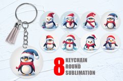 Cute Penguin Watercolor Texture Keychain | Keyring Product Image 1
