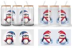 Cute Penguin Watercolor Texture Glass Can Wraps Product Image 3