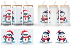 Cute Penguin Watercolor Texture Glass Can Wraps Product Image 4