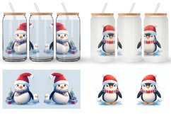 Cute Penguin Watercolor Texture Glass Can Wraps Product Image 5