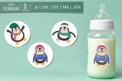 Cute Penguin Wearing A Warm Clothes for Sticker Set Product Image 1