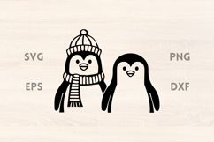 Christmas Penguins with Scarf in hat SVG Product Image 1