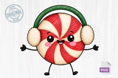 Cute Peppermint Candy Christmas Doodle PNG Clipart Design Product Image 1