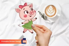 Cute Pig Girl Sticker, Adorable Pig Character, Cute Animal Product Image 1