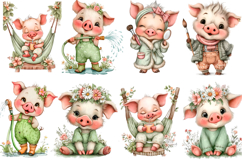Cute Pig Mud Spa Summer Clipart png Watercolor png Product Image 2