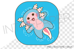 Cute pink axolotl floating on the water PNG Clipart Summer Product Image 1
