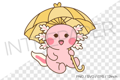 Cute pink axolotl stuffed into fridge during hot summer PNG Product Image 1