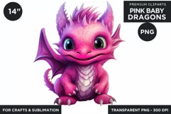 Cute Pink baby Dragons Clipart PNG for crafts sublimation Product Image 1