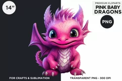 Cute Pink baby Dragons Clipart PNG for crafts sublimation Product Image 2