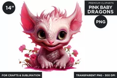 Cute Pink baby Dragons Clipart PNG for crafts sublimation Product Image 1