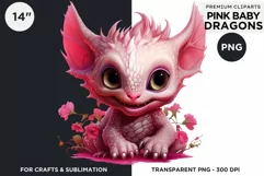 Cute Pink baby Dragons Clipart PNG for crafts sublimation Product Image 2