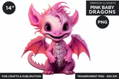 Cute Pink baby Dragons Clipart PNG for crafts sublimation Product Image 1