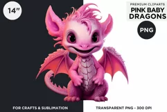 Cute Pink baby Dragons Clipart PNG for crafts sublimation Product Image 2