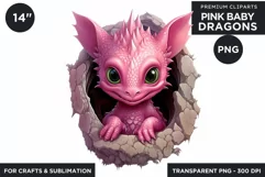 Cute Pink baby Dragons Clipart PNG for crafts sublimation Product Image 1