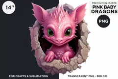 Cute Pink baby Dragons Clipart PNG for crafts sublimation Product Image 2