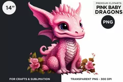 Cute Pink baby Dragons Clipart PNG for crafts sublimation Product Image 2