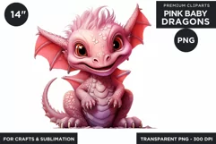 Cute Pink baby Dragons Clipart PNG for crafts sublimation Product Image 1