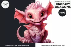 Cute Pink baby Dragons Clipart PNG for crafts sublimation Product Image 2