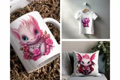 Cute Pink baby Dragons Clipart PNG for crafts sublimation Product Image 3
