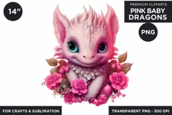Cute Pink baby Dragons Clipart PNG for crafts sublimation Product Image 1