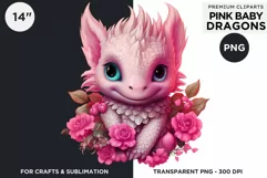Cute Pink baby Dragons Clipart PNG for crafts sublimation Product Image 2