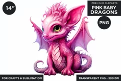 Cute Pink baby Dragons Clipart PNG for crafts sublimation Product Image 1
