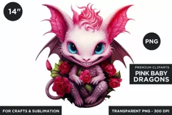 Cute Pink baby Dragons Clipart PNG for crafts sublimation Product Image 1