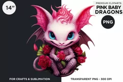 Cute Pink baby Dragons Clipart PNG for crafts sublimation Product Image 2