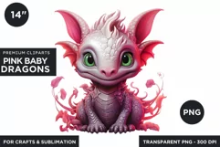 Cute Pink baby Dragons Clipart PNG for crafts sublimation Product Image 1