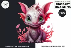 Cute Pink baby Dragons Clipart PNG for crafts sublimation Product Image 2