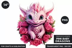 Cute Pink baby Dragons Clipart PNG for crafts sublimation Product Image 1