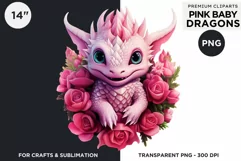 Cute Pink baby Dragons Clipart PNG for crafts sublimation Product Image 2