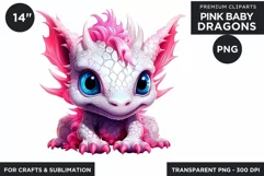 Cute Pink baby Dragons Clipart PNG for crafts sublimation Product Image 1