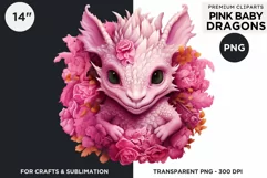 Cute Pink baby Dragons Clipart PNG for crafts sublimation Product Image 2