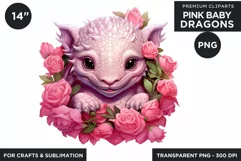 Cute Pink baby Dragons Clipart PNG for crafts sublimation Product Image 1
