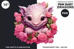 Cute Pink baby Dragons Clipart PNG for crafts sublimation Product Image 2