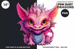 Cute Pink baby Dragons Clipart PNG for crafts sublimation Product Image 2