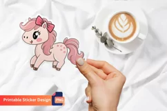 Cute Pink Bow Horse Sticker, Animal Sticker, Horse Decal Product Image 1