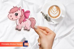 Cute Pink Bow Horse Sticker, Animal Sticker, Horse Decal Product Image 1